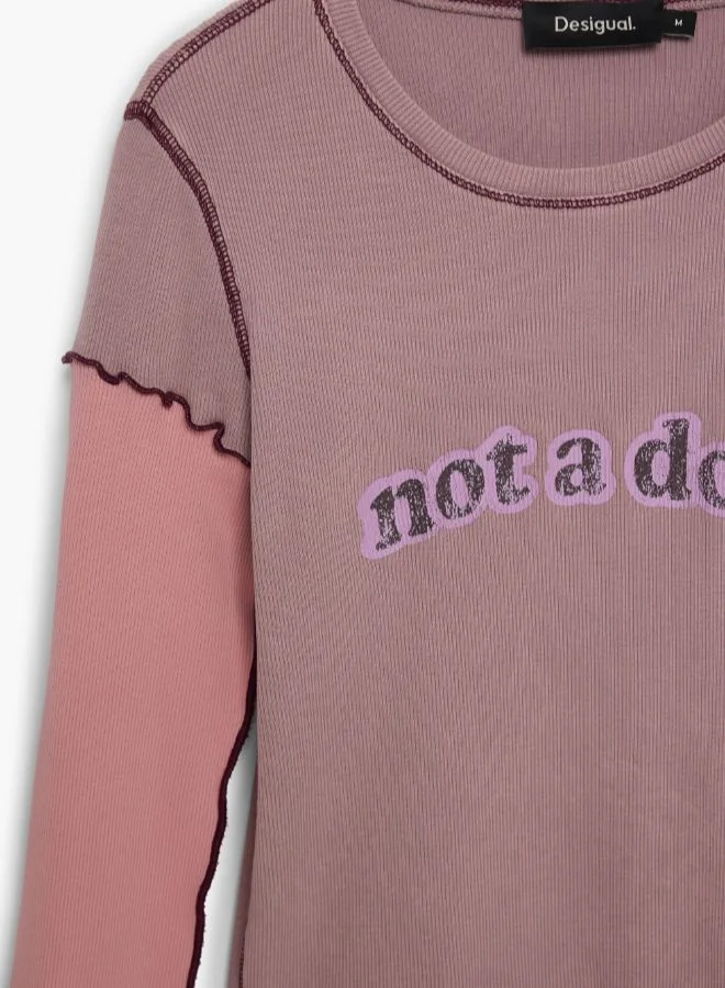 Desigual Pink Not A Doll T-Shirt for Women | Best Price UAE